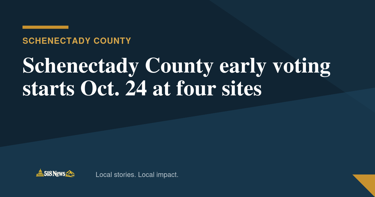 518News graphic for Schenectady County early voting starts Oct. 24 at four sites